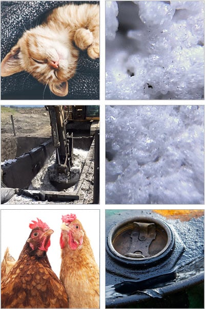 expanded perlite soaks up and holds liquid waste